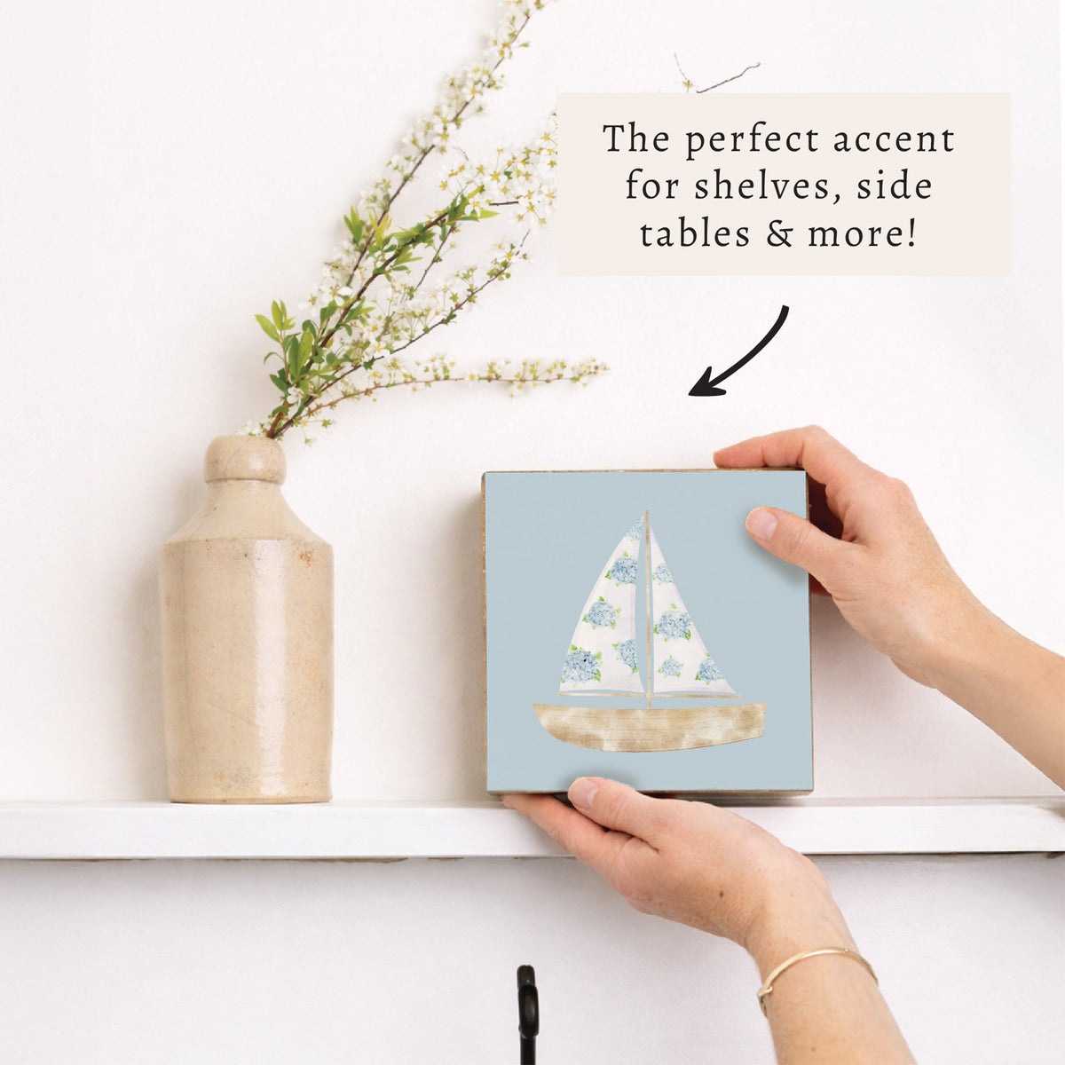 Hydrangea Sailboat Block Sign
