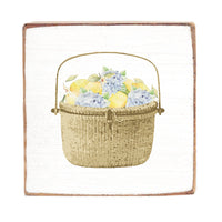 Lemon Hydrangea Basket Square Block Sign