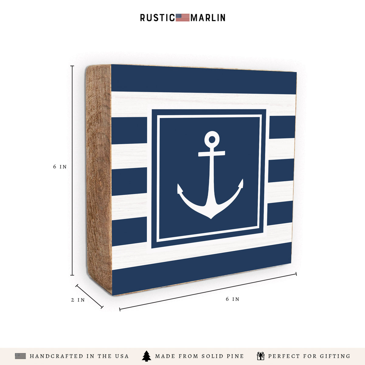 Anchor Stripes Block Sign