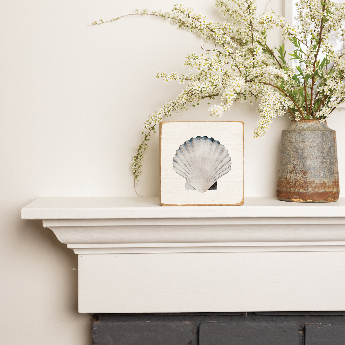 Watercolor Shell Rustic Marlin Block Sign