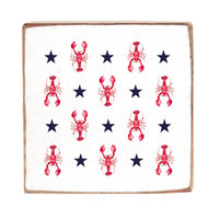 Red, White, and Blue Patriotic Lobster Square Block Sign