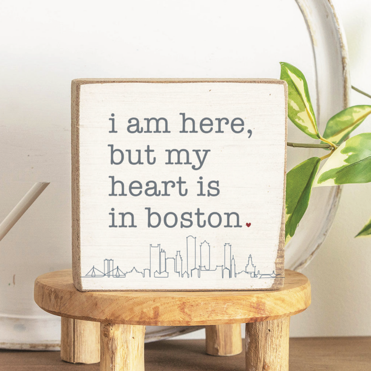 My Heart is in Boston Decorative Wooden Block