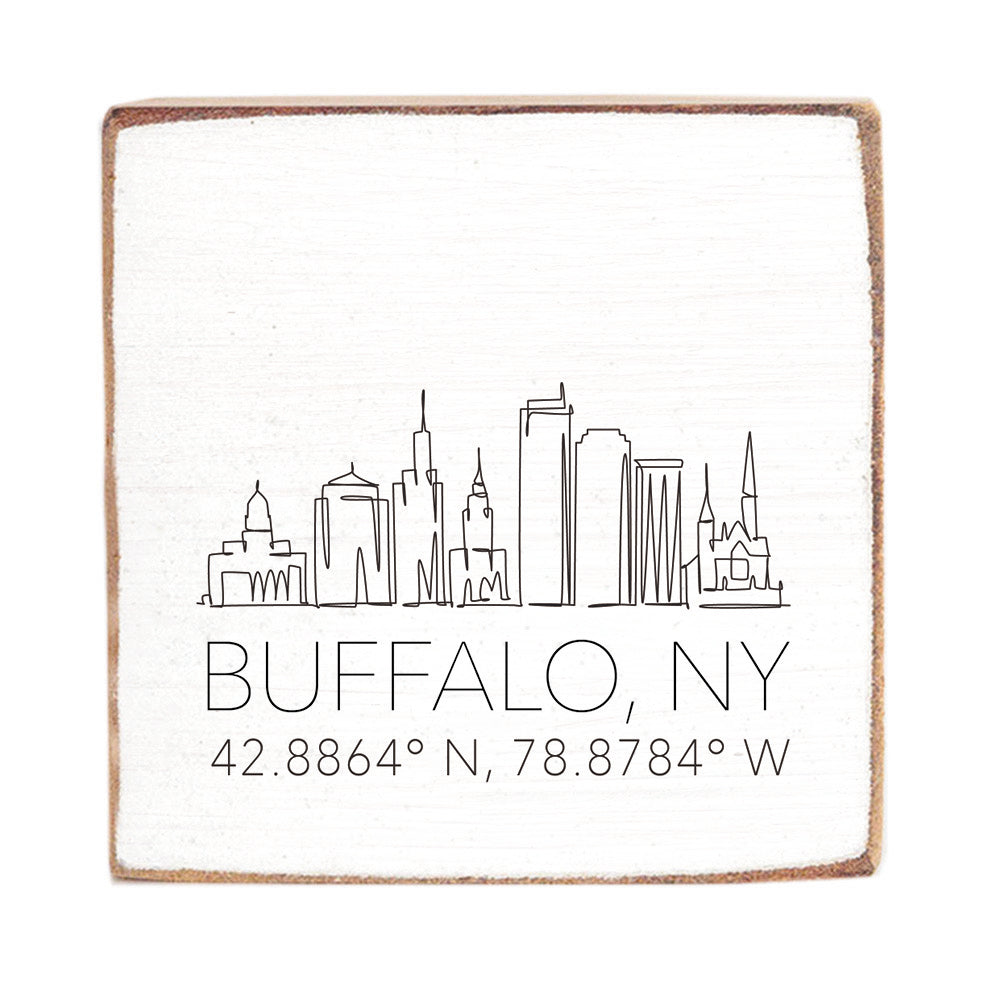 Buffalo Skyline Line Art Block