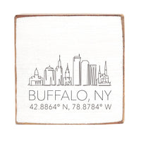 Buffalo Skyline Line Art Block