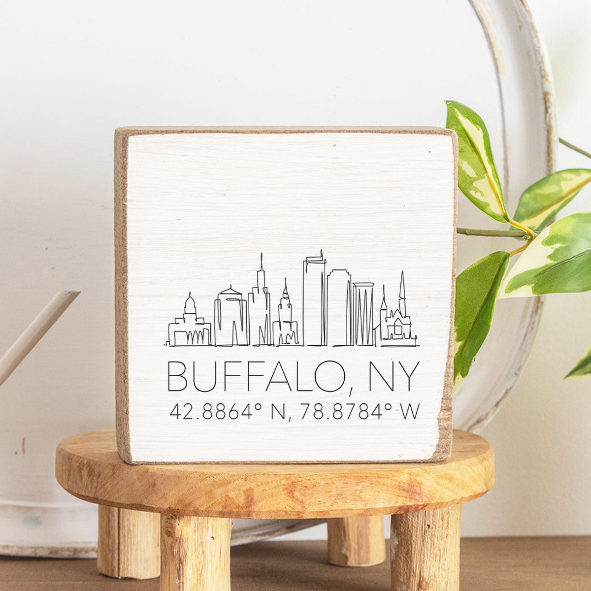 Buffalo Skyline Line Art Block