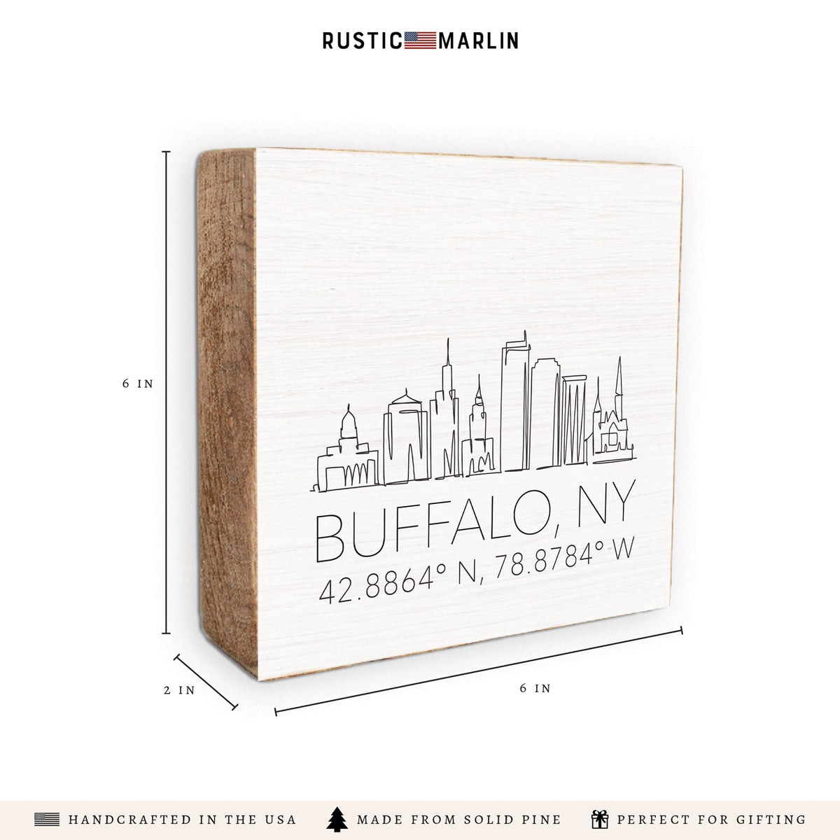 Buffalo Skyline Line Art Block