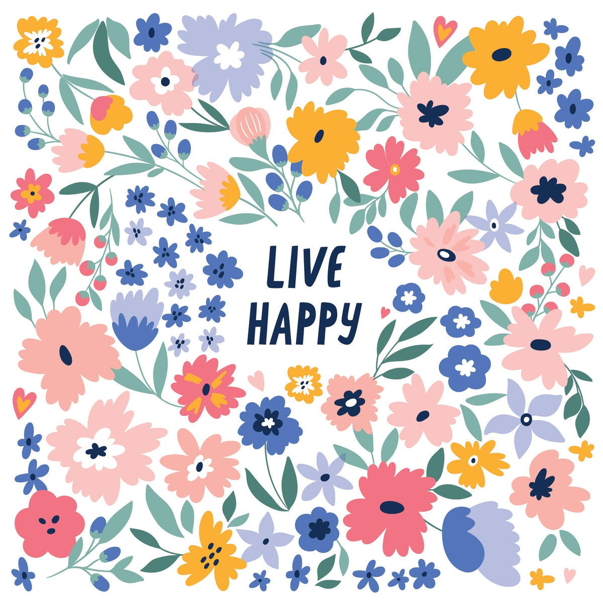 Live Happy Floral Block Sign