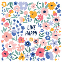 Live Happy Floral Block Sign