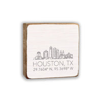 Houston Skyline Coordinates Block Sign