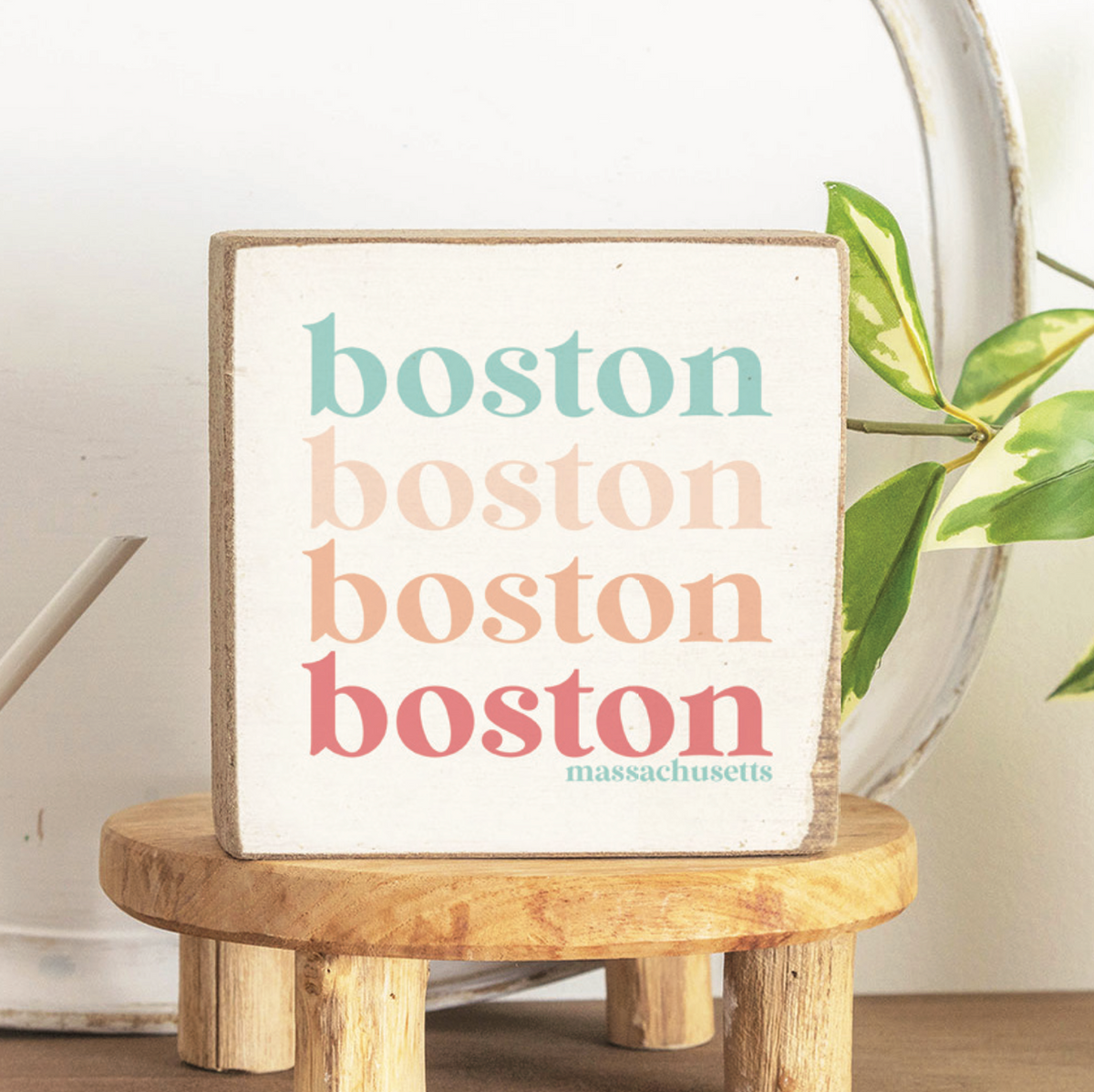 Repeating Boston Pastel Decorative Wooden Block