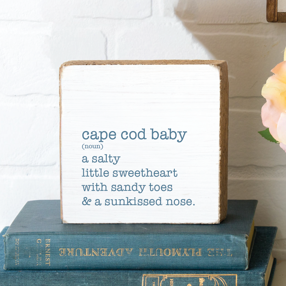 Cape Cod Baby Definition Square Block Sign