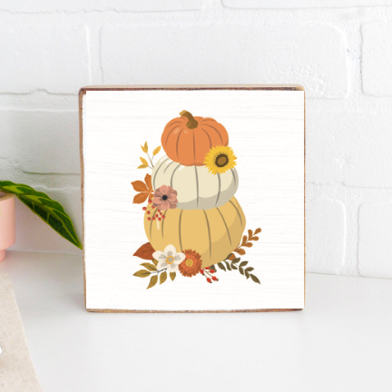Harvest Pumpkins Block Sign
