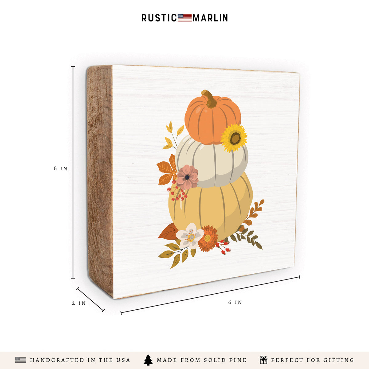 Harvest Pumpkins Block Sign