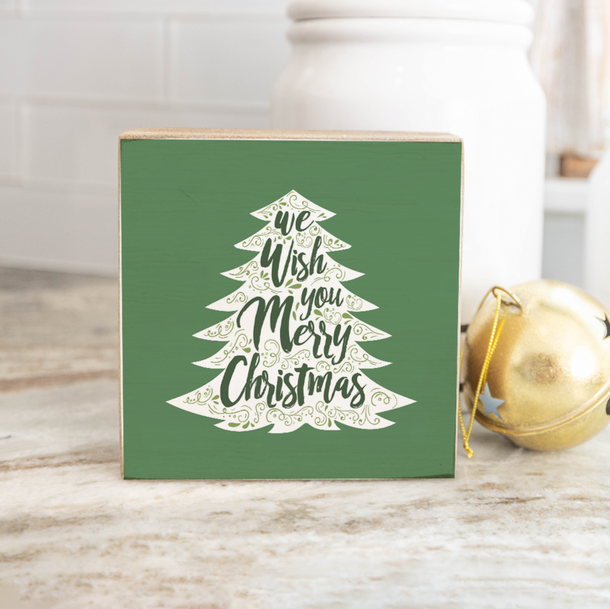 Wish You A Merry Christmas Decorative Wooden Block