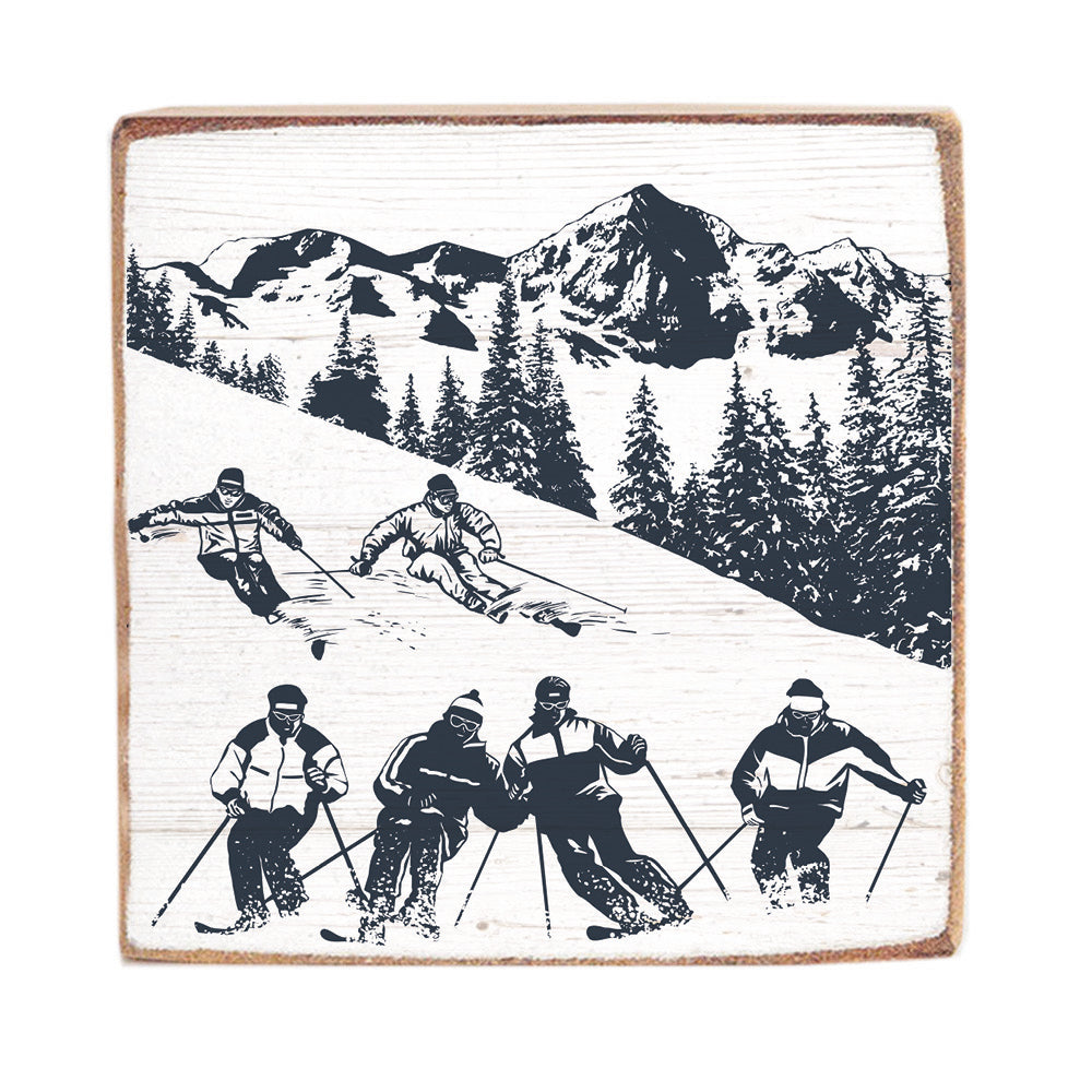 Retro Ski Run Block Sign