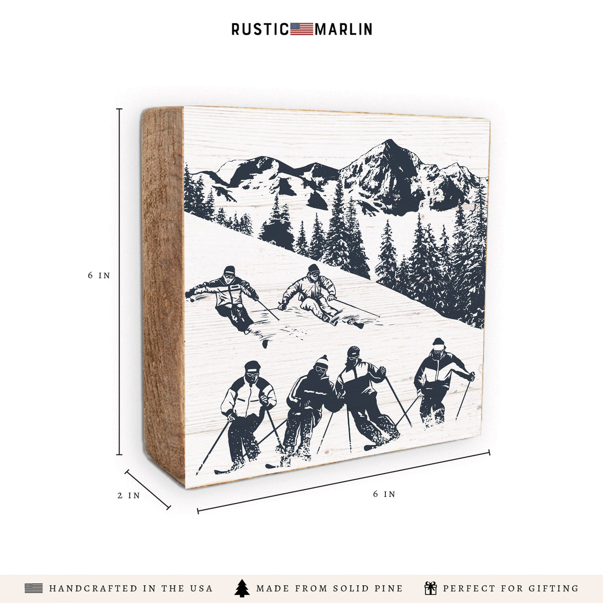 Retro Ski Run Block Sign