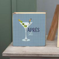 Apres Ski Martini Square Block Sign