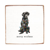 Merry Woofmas Dog Block Sign
