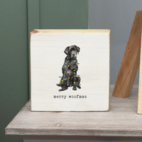 Merry Woofmas Dog Block Sign
