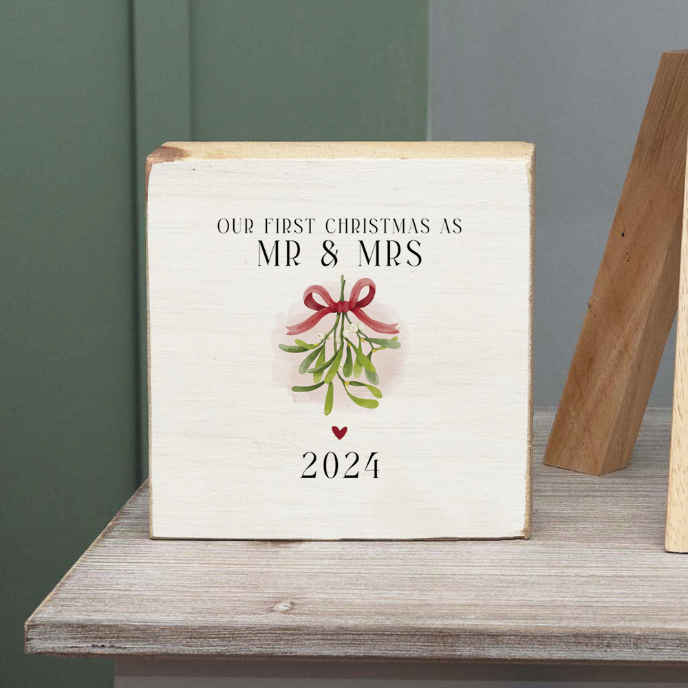 Our First Christmas as Mr. & Mrs. Decorative Wooden Block