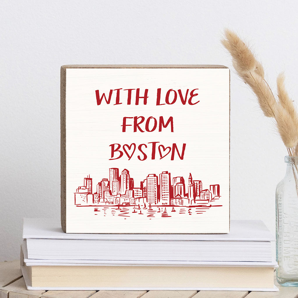 With Love from Boston Decorative Wooden Block