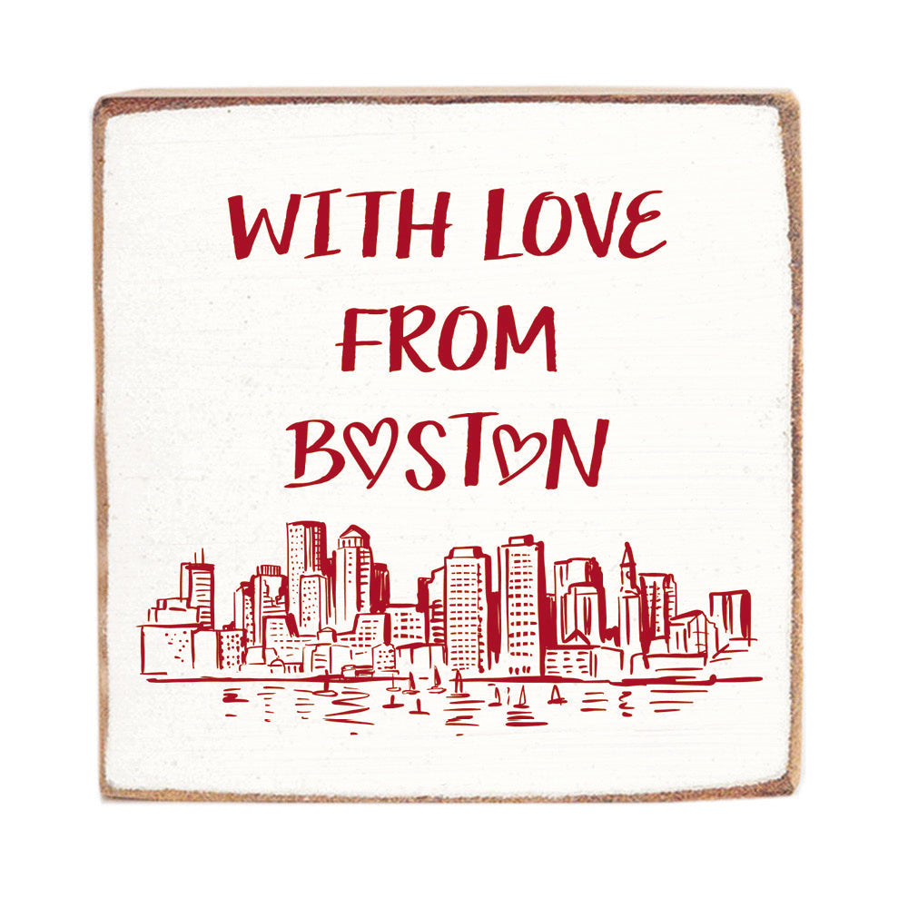 With Love From Boston Block Sign
