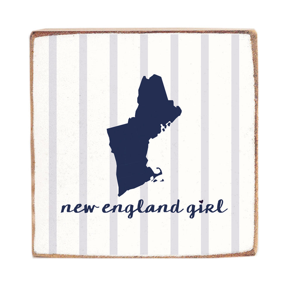 New Engand Girl Silhouette Square Block Sign