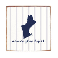 New Engand Girl Silhouette Square Block Sign