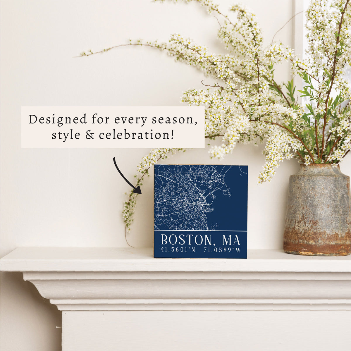 Boston City Grid Coordinates Block Sign
