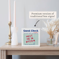 Boston Guest Check Block Sign
