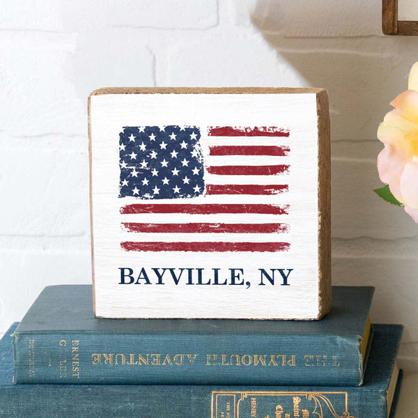 USA Flag Personalized Block Sign