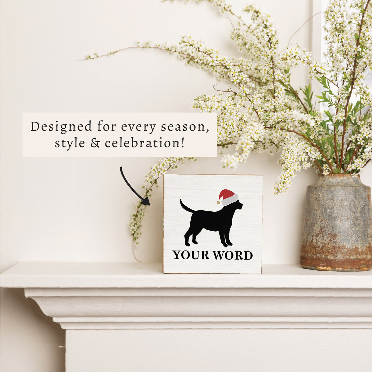 Santa Dog Personalized Block Sign