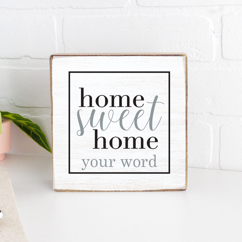Home Sweet Home Personalized Square Block Sign