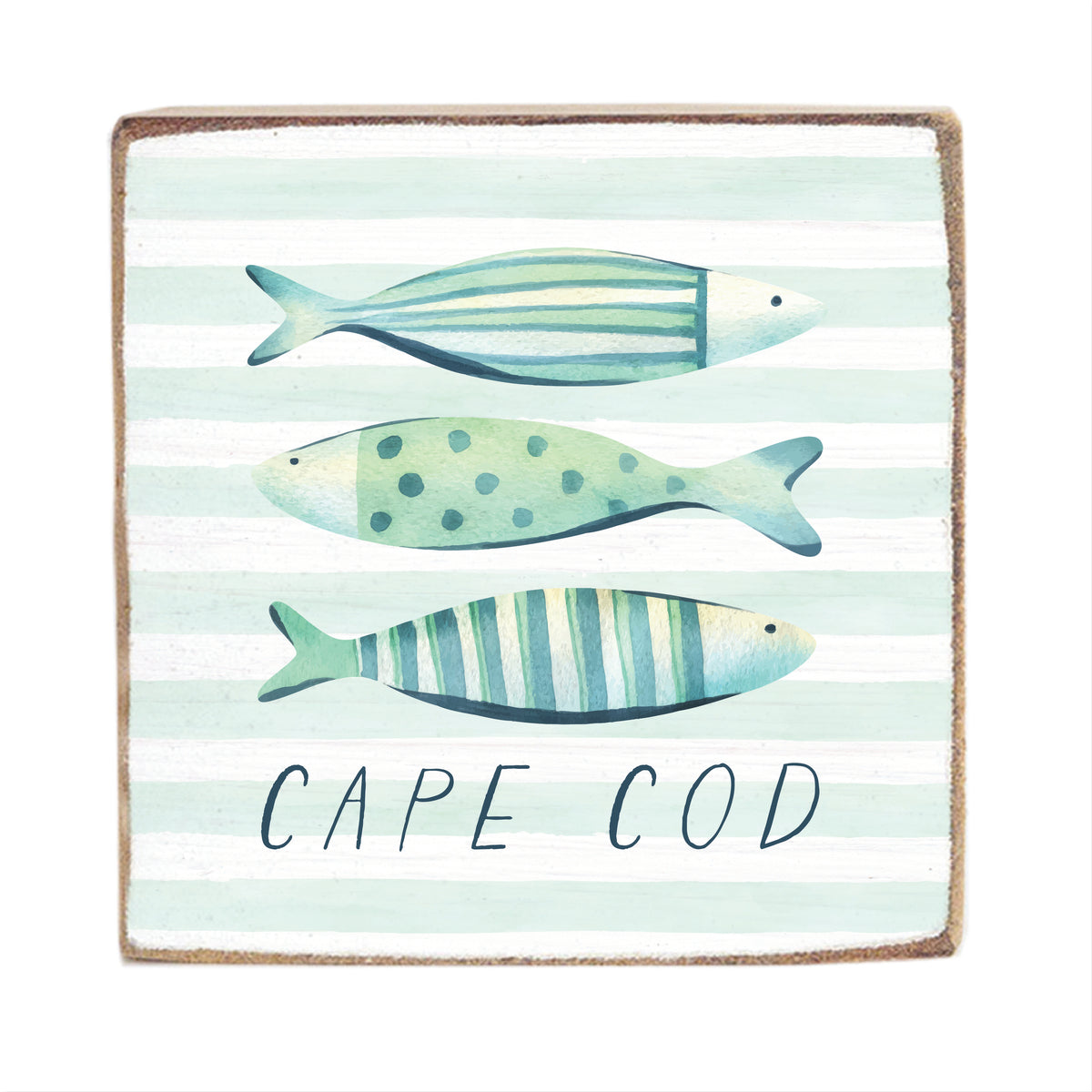Coastal Fish Trio Personalized Block Sign