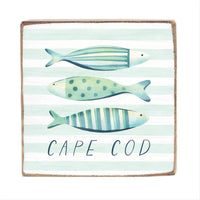 Coastal Fish Trio Personalized Block Sign