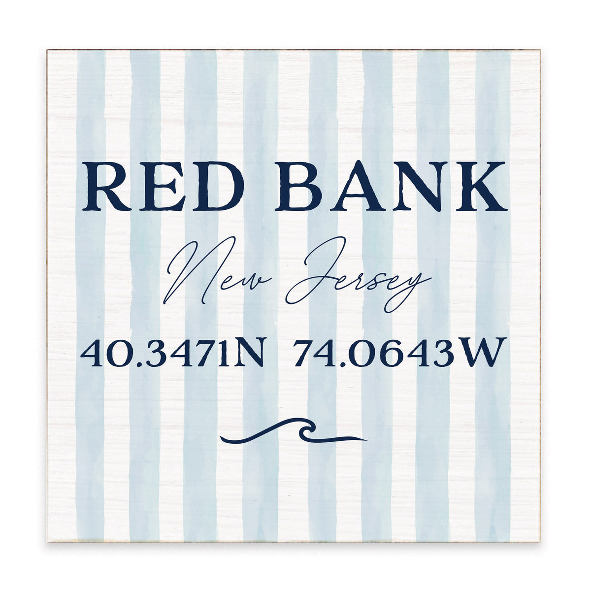 Blue Stripes Coordinates Personalized Block Sign