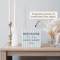 Blue Stripes Coordinates Personalized Block Sign