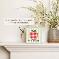 Plaid Apple Personalized Block Sign