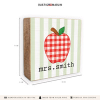 Plaid Apple Personalized Block Sign