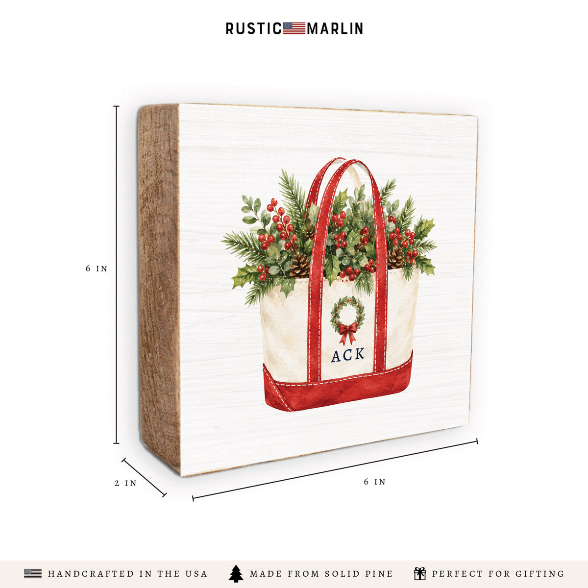 Christmas Boat Tote Personalized Block Sign