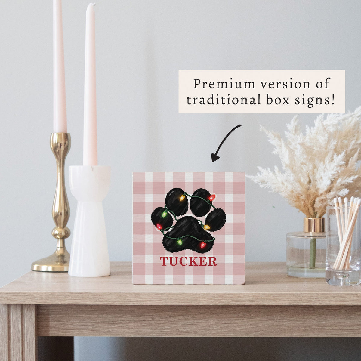 Paw Lights Personalized Block Sign
