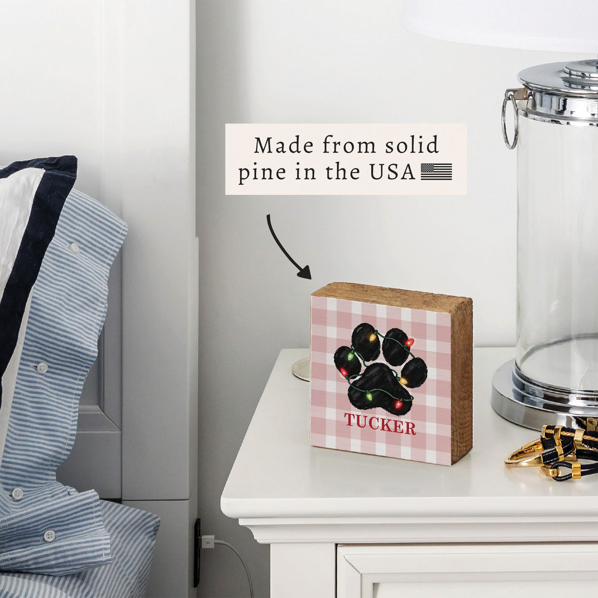 Paw Lights Personalized Block Sign