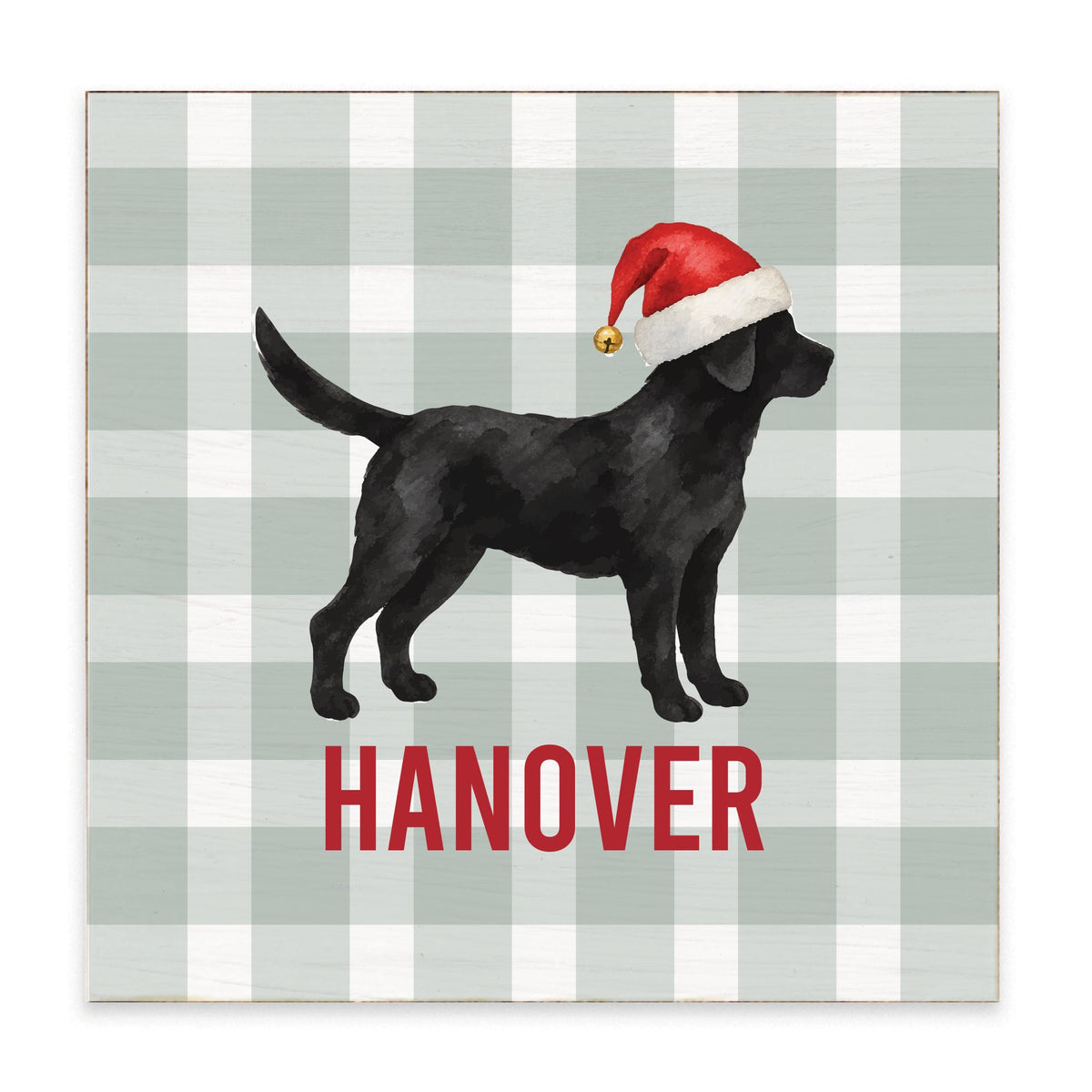 Black Lab Santa Hat Personalized Block Sign
