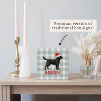 Black Lab Santa Hat Personalized Block Sign