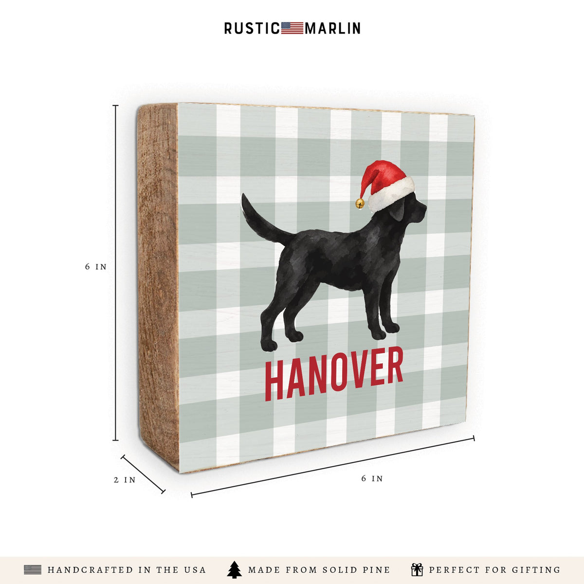 Black Lab Santa Hat Personalized Block Sign