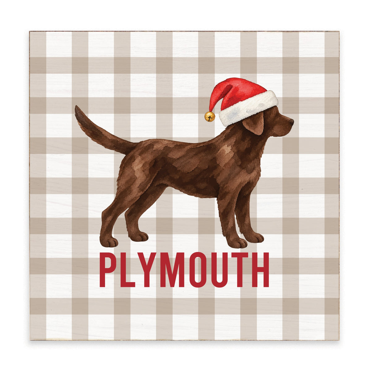 Chocolate Lab Santa Hat Personalized Block Sign
