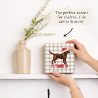 Chocolate Lab Santa Hat Personalized Block Sign