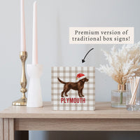 Chocolate Lab Santa Hat Personalized Block Sign