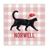 Black Cat Santa Hat Personalized Block Sign