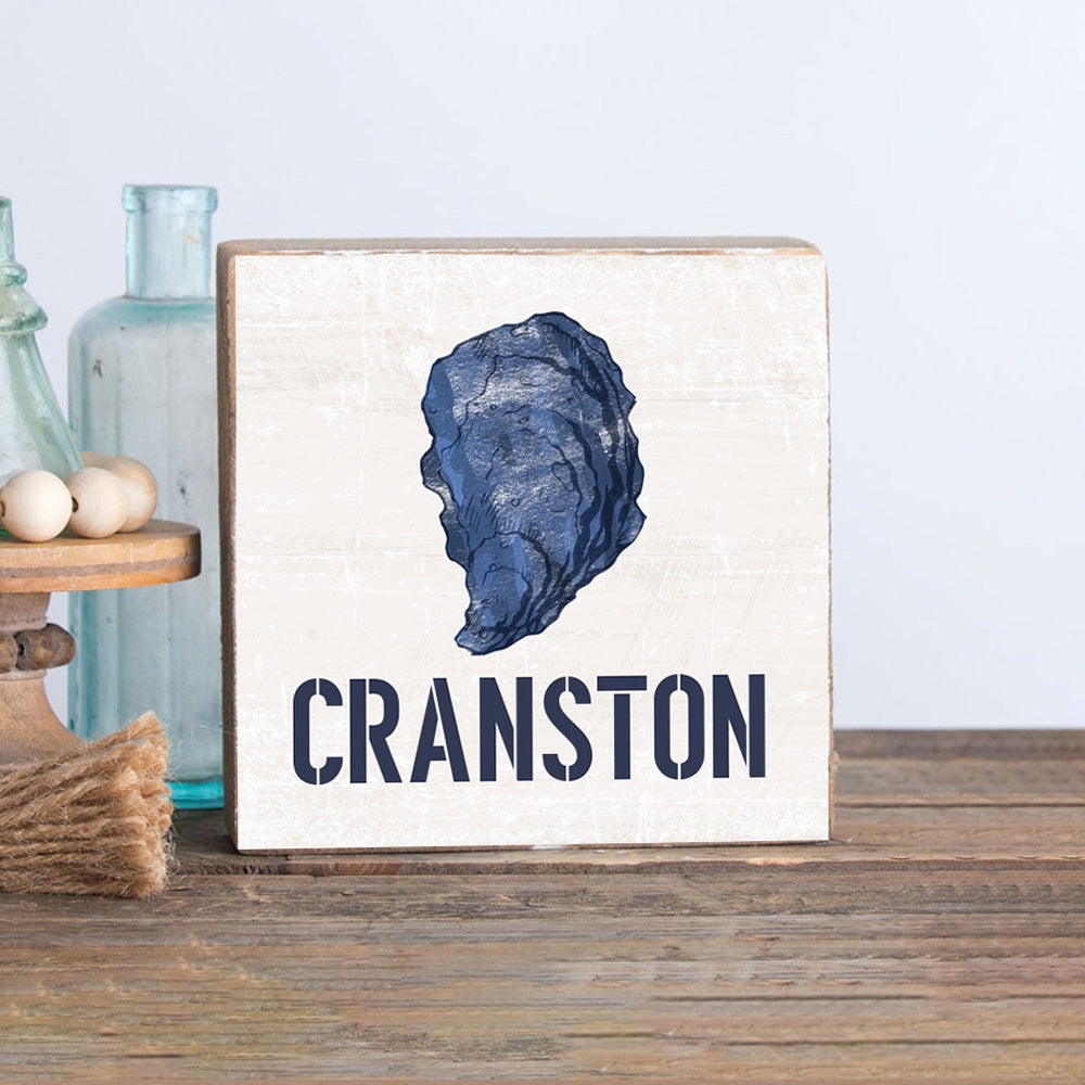 Indigo Oyster Personalized Wood Block